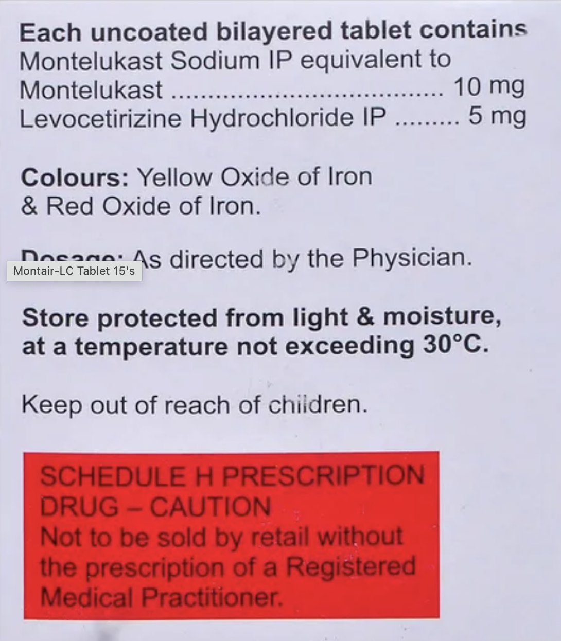 Montair LC - Montelukast + Levocetirizine